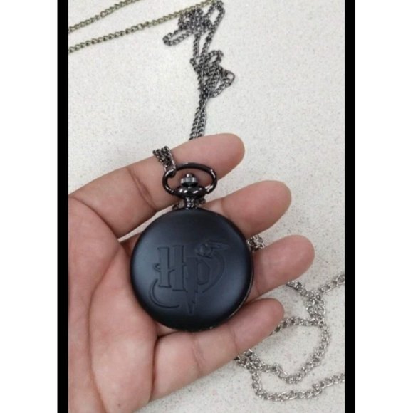 New Harry Potter Black Pocket Watch w/ Chain Matte Finish - Picture 4 of 6